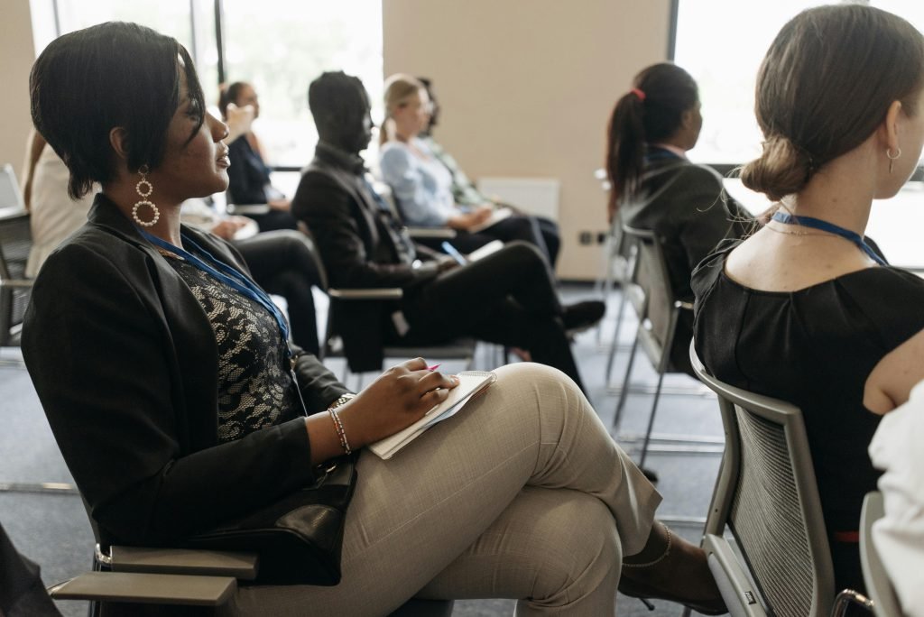Audience engaged in a presentation.