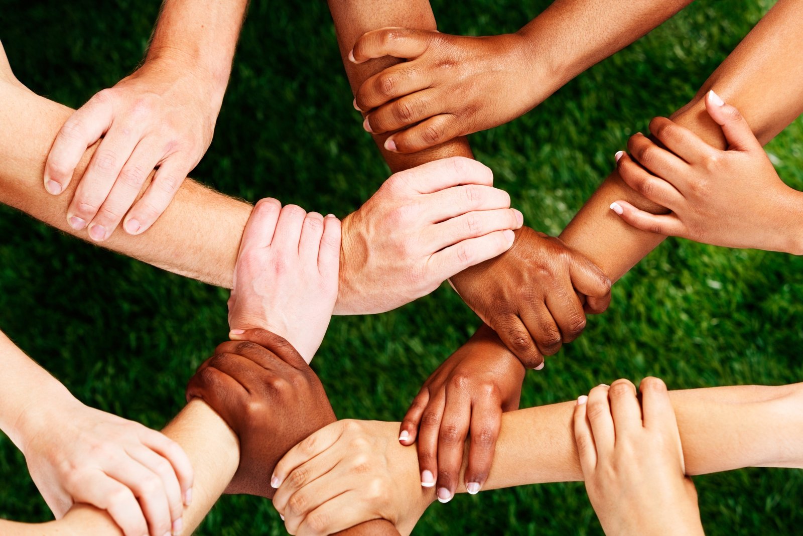 Diverse hands united in solidarity
